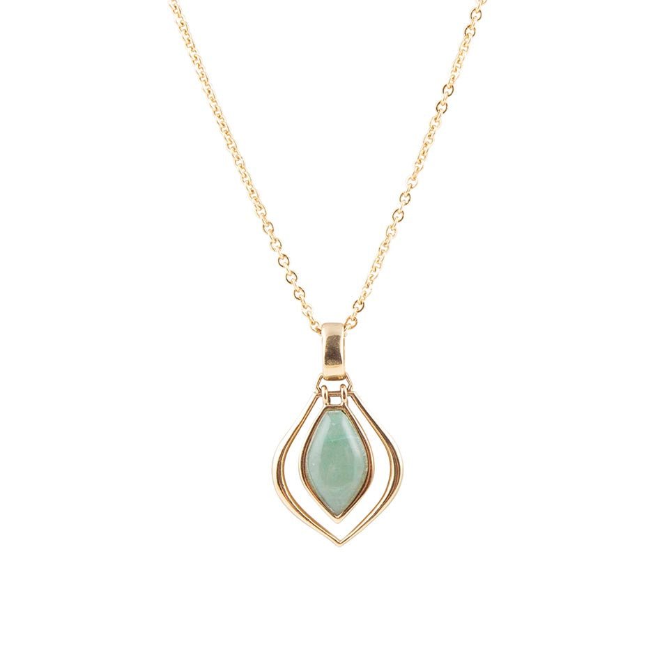 Collana con pendente dorato in avventurina verde Melita