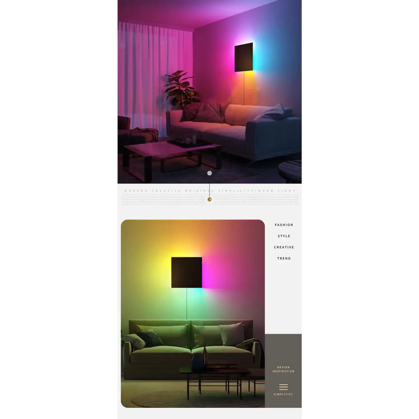 Modern RGB LED-vägglampa i vardagsrum och sovrum för dekoration