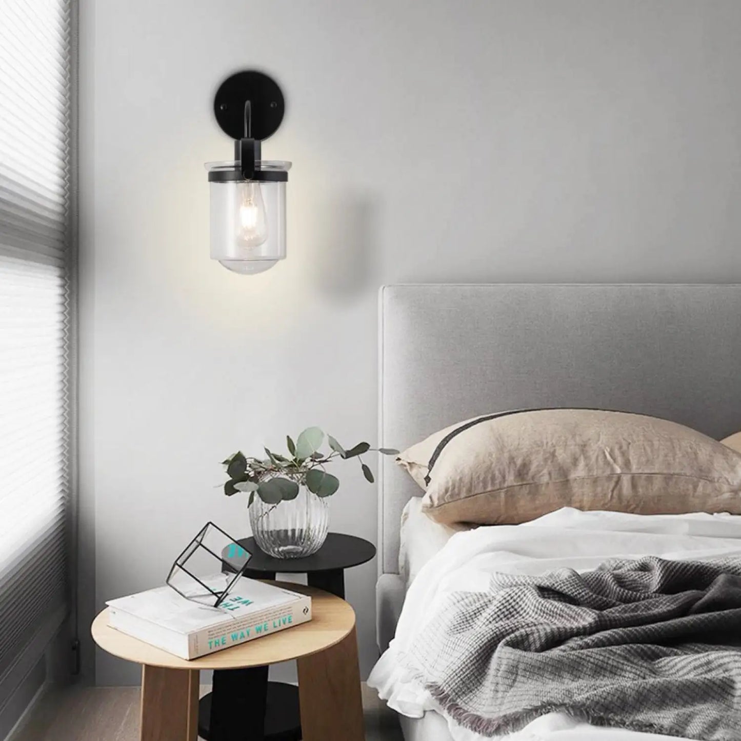 Modern vägglampa för hem med klar glasskärm E26 armatur