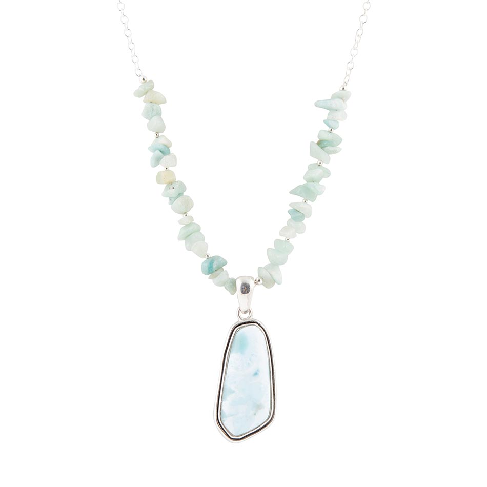 Meraviglie Naturali Collana in Larimar Blu e Argento Sterling