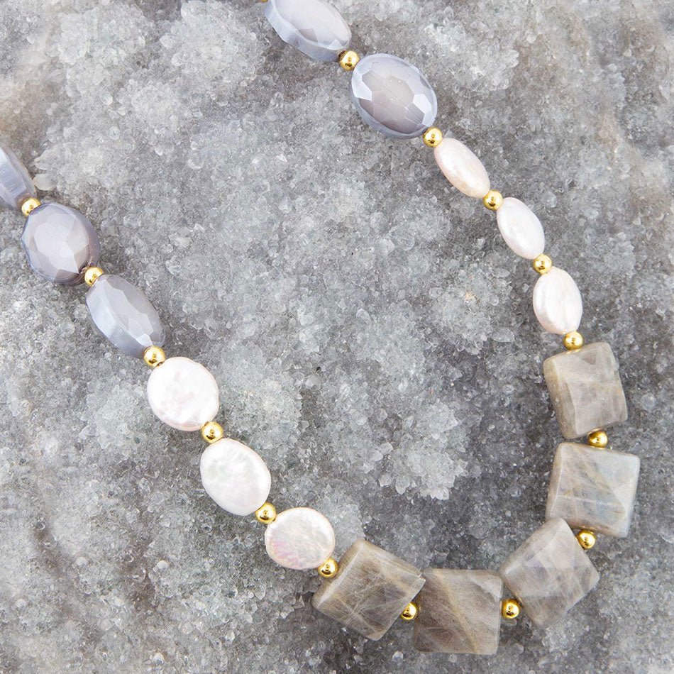 Noche Pärl- och Labradorit Halsband