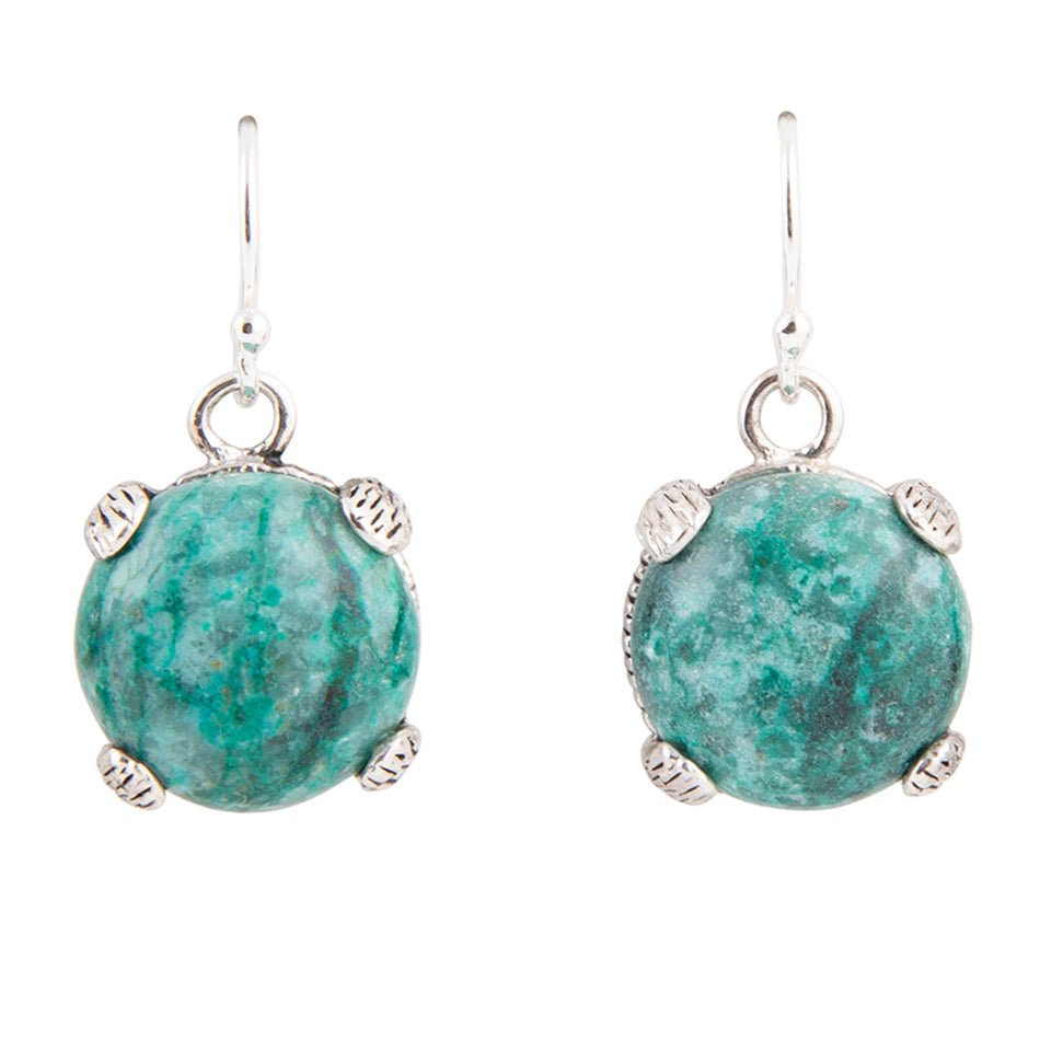 Nomad blå Chrysocolla och sterlingsilver droppörhängen