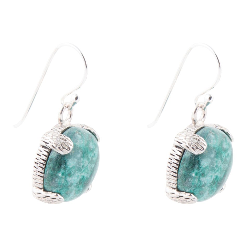 Nomad blå Chrysocolla och sterlingsilver droppörhängen