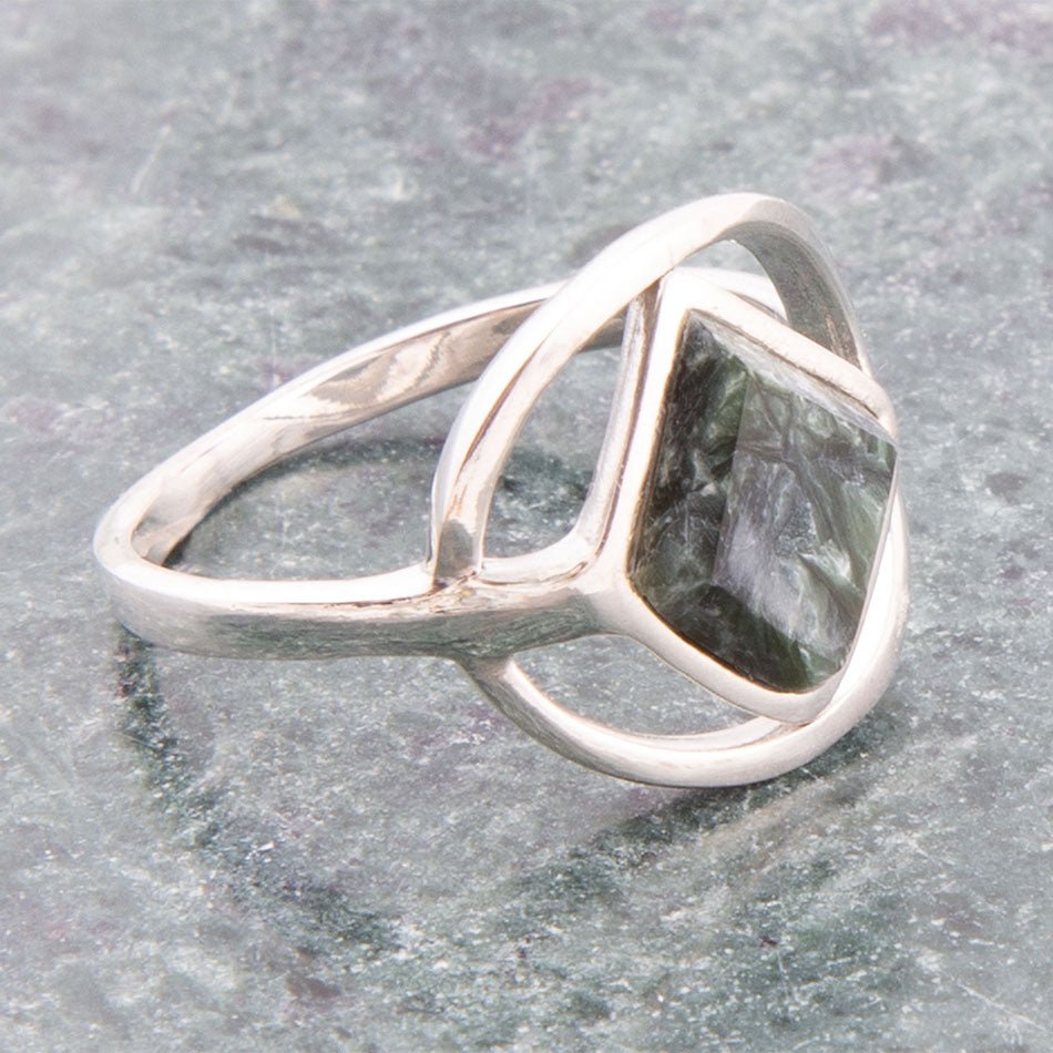 North Star Grön Serafinit och Sterlingsilver Ring