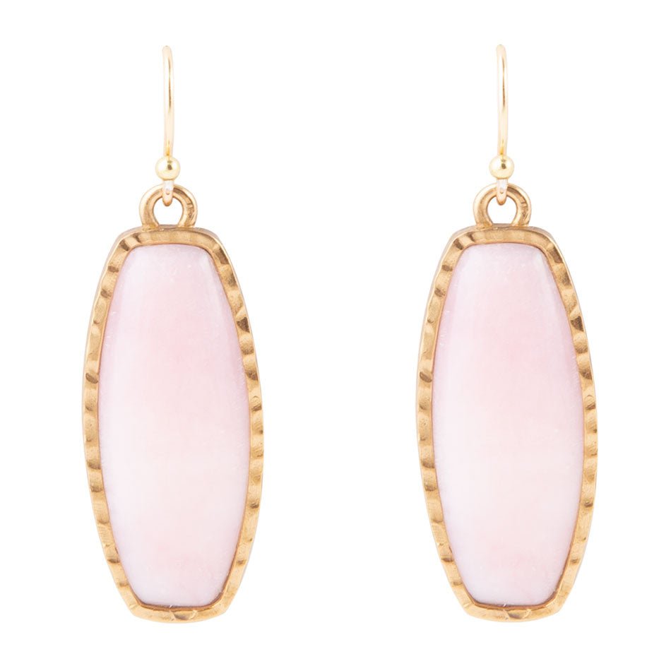 Orecchini lunghi Odyssey in opale rosa e bronzo