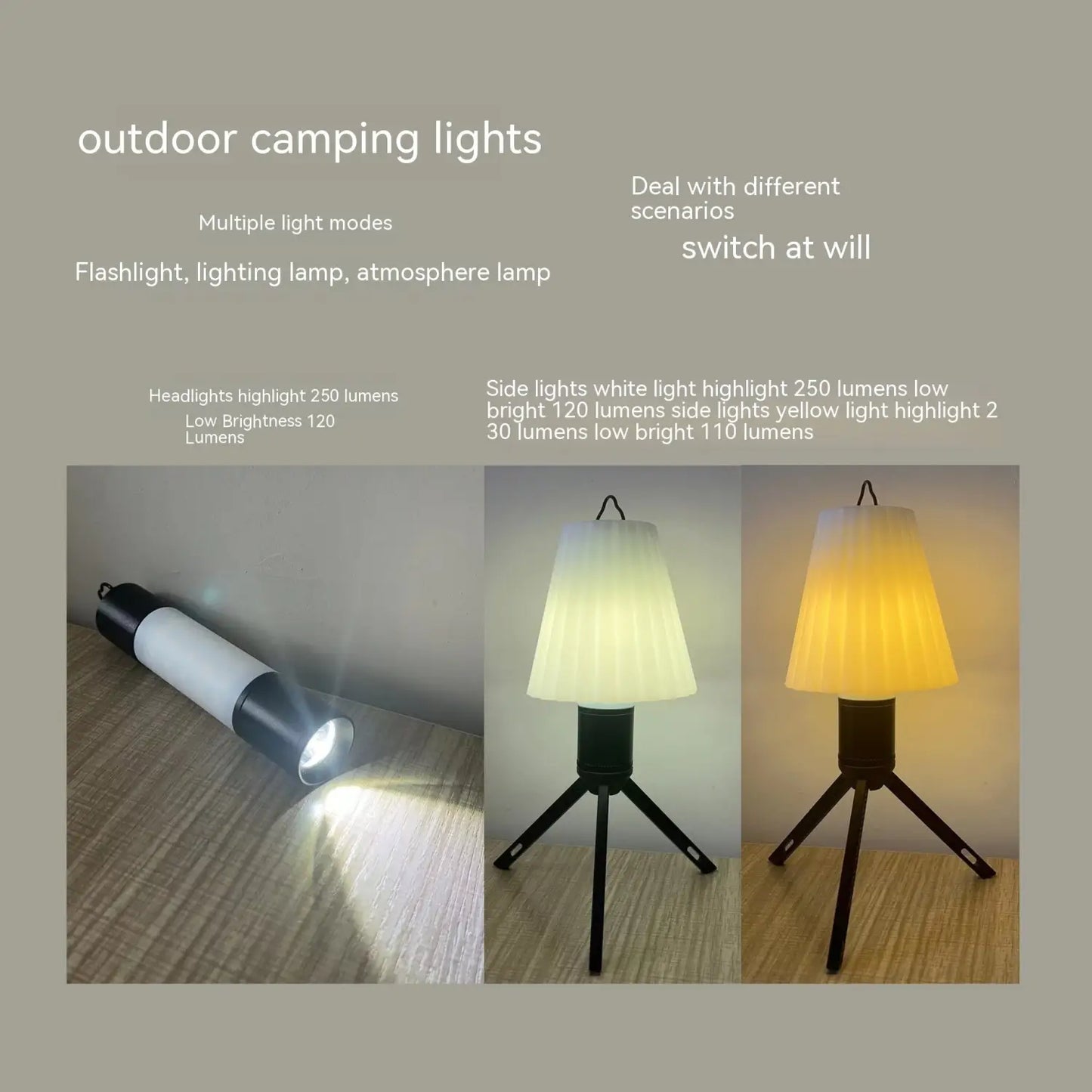 Utomhus campinglampa med LED – ljusstark, portabel och USB-uppladdningsbar