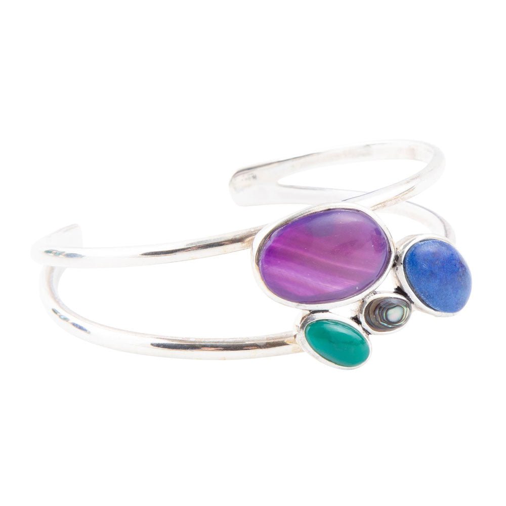Påfågel Flersten och Sterling Silver Manschettarmband