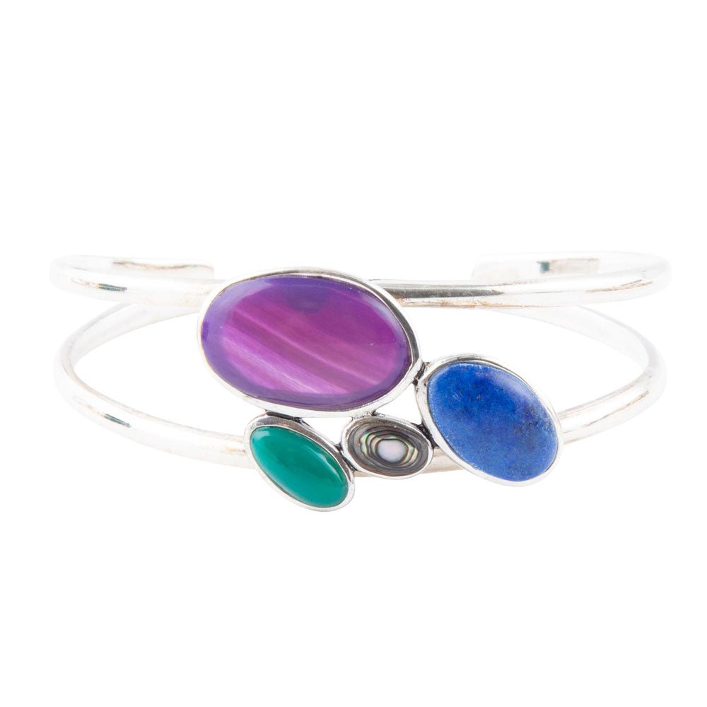 Påfågel Flersten och Sterling Silver Manschettarmband