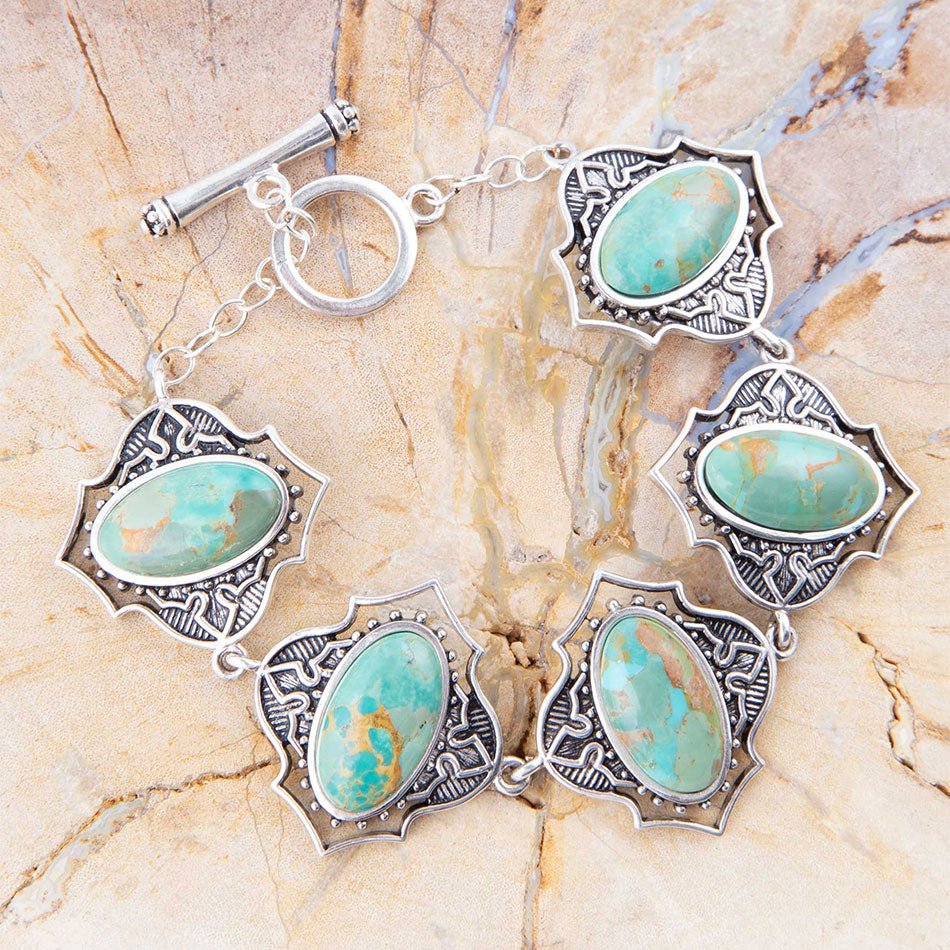 Phantom Turkos och sterling silver toggle-armband