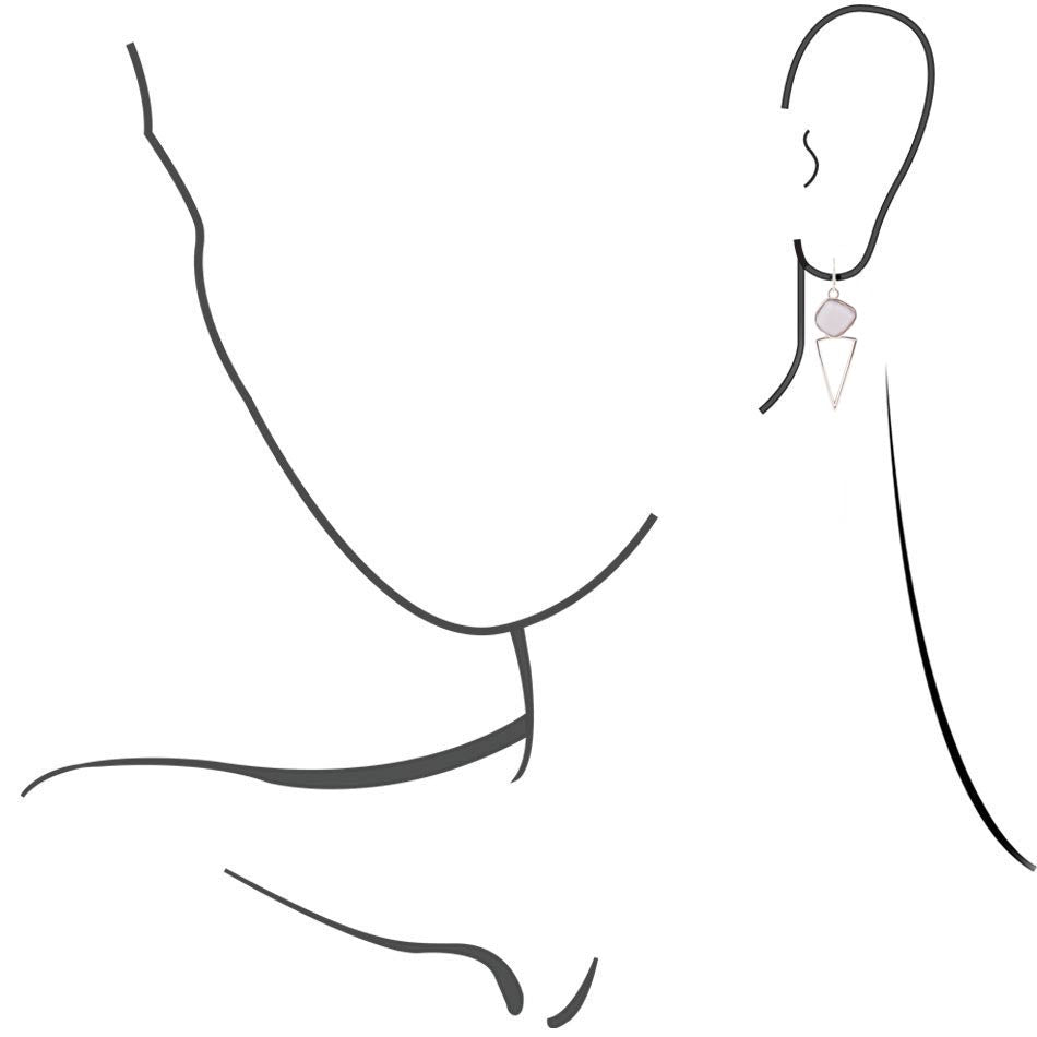 Orecchini triangolo in opale rosa e argento sterling