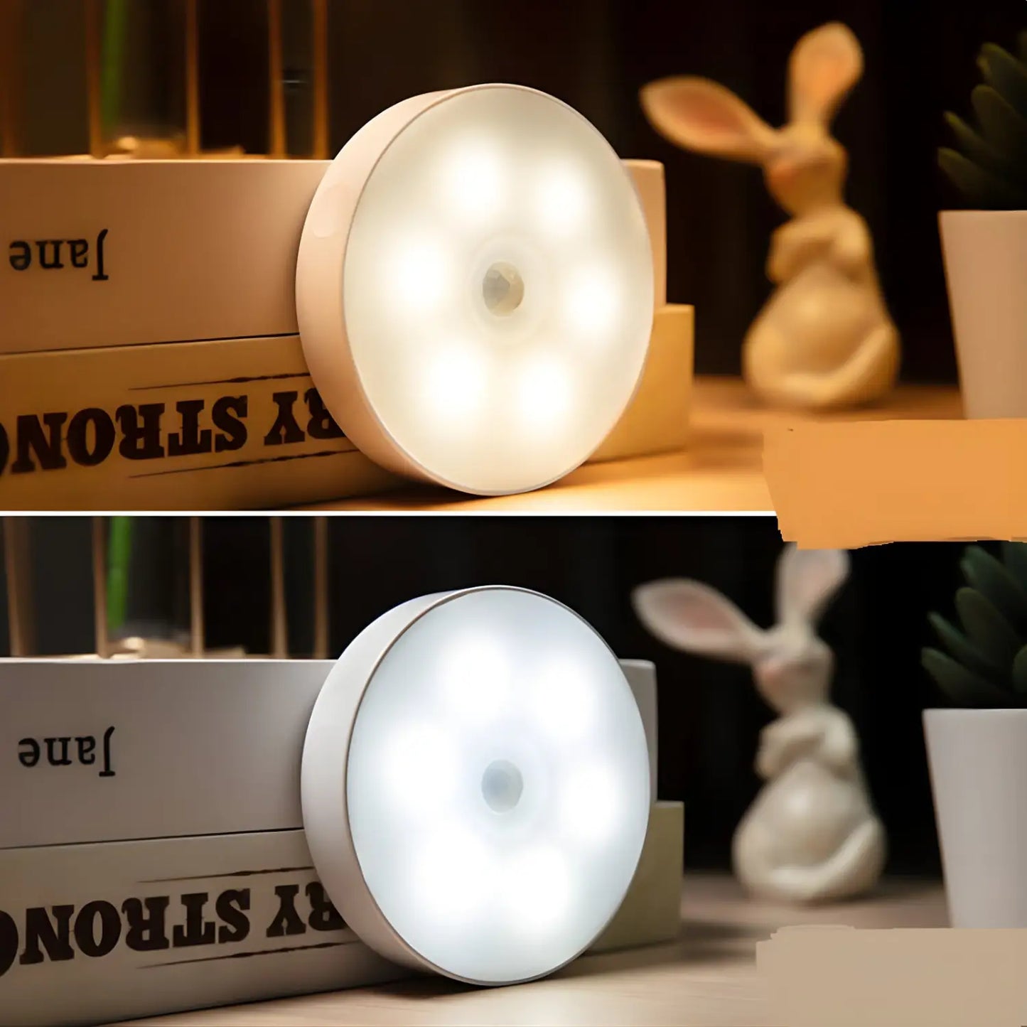 PIR rörelsesensor LED nattlampa, USB uppladdningsbar