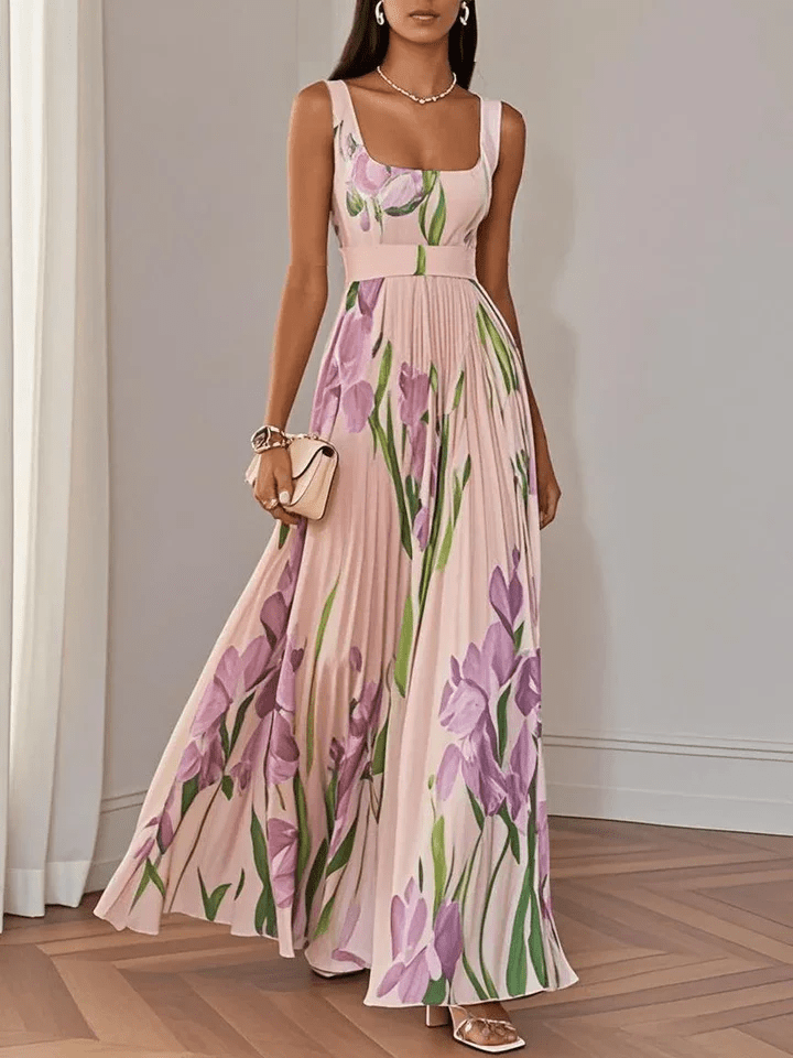Floral Print Maxi Dress | Sleeveless A-Line Summer Style - View 5