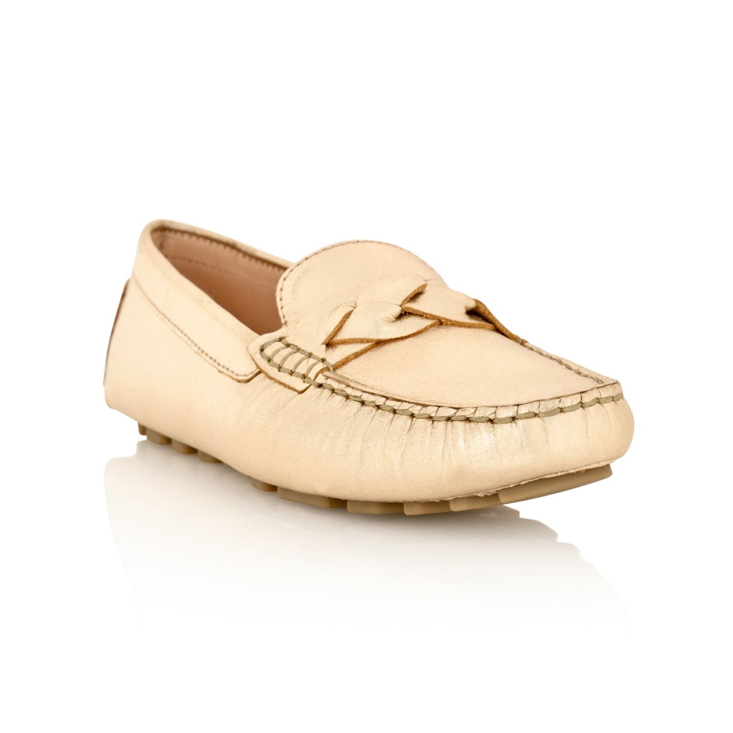 Mocassino da guida in pelle PIPER oro metallizzato