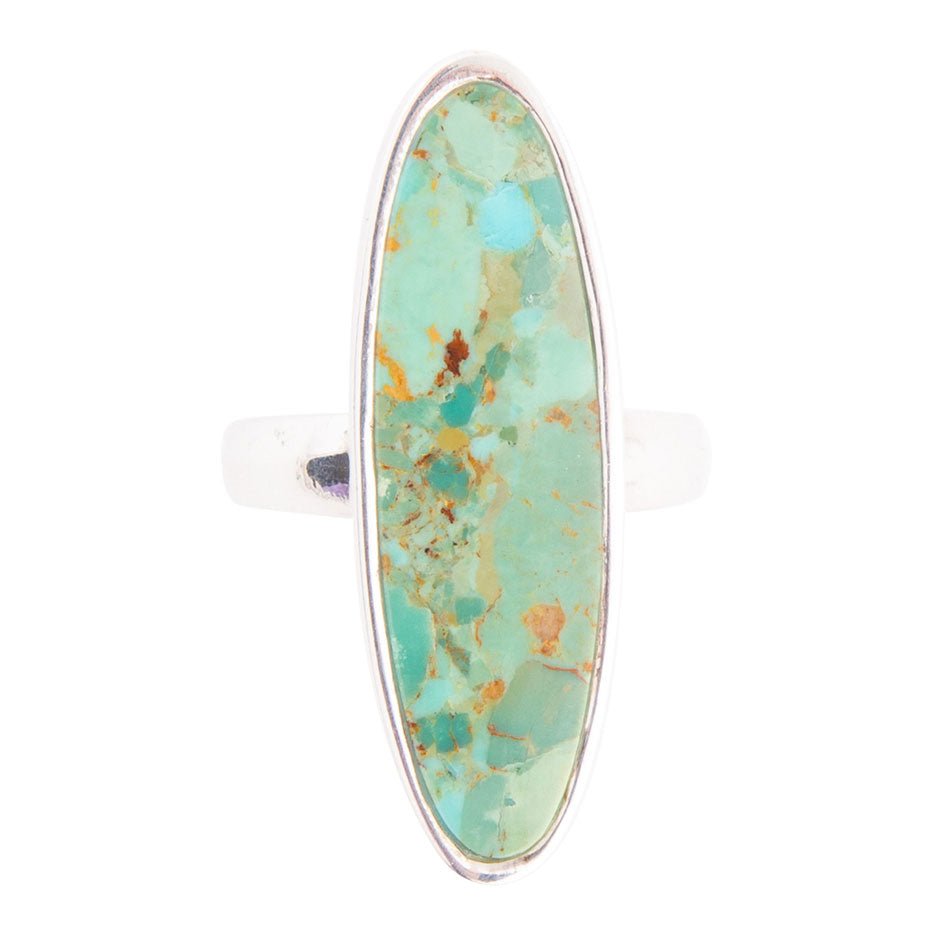 Bague ovale en Turquoise Pueblo Blue et argent sterling