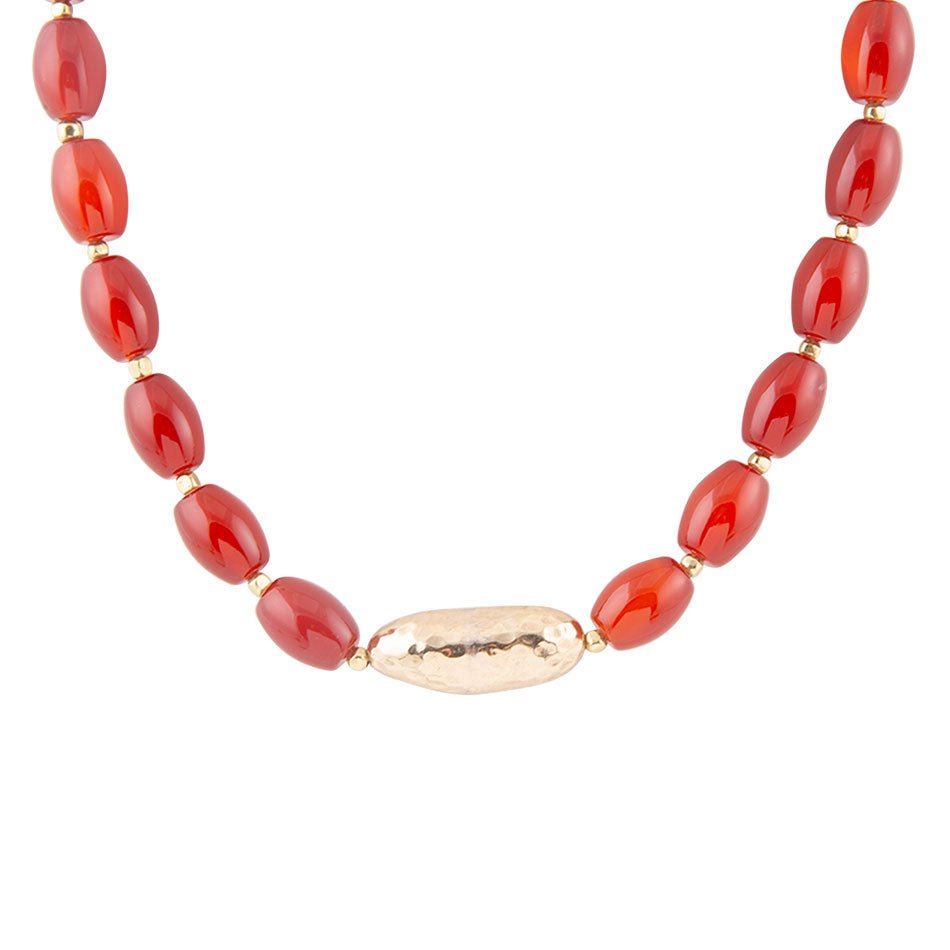 Orange Karneol Goldene Perlen Statement Halskette