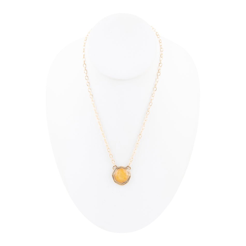 Flusssteine Gelber Quarz und Goldbronze Halskette