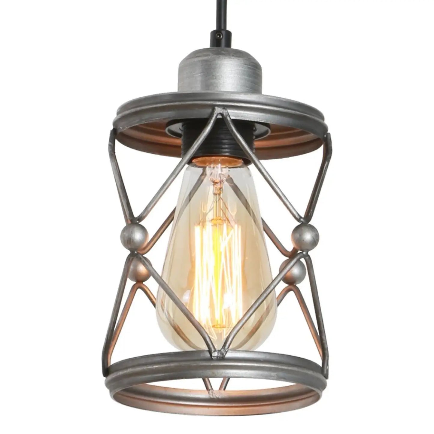 Rustik silver metallhänge ljus för kök med justerbar LED-lampa