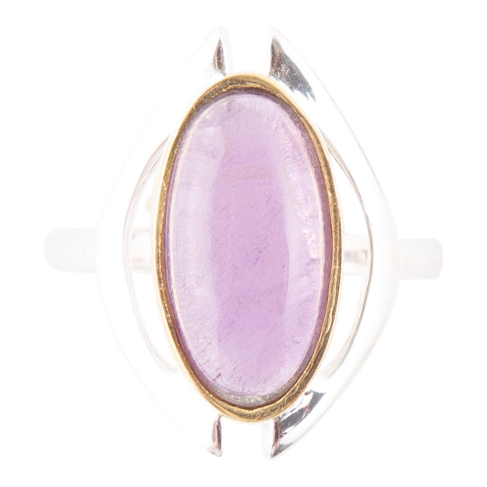 Anello in argento sterling e oro con ametista viola brillante