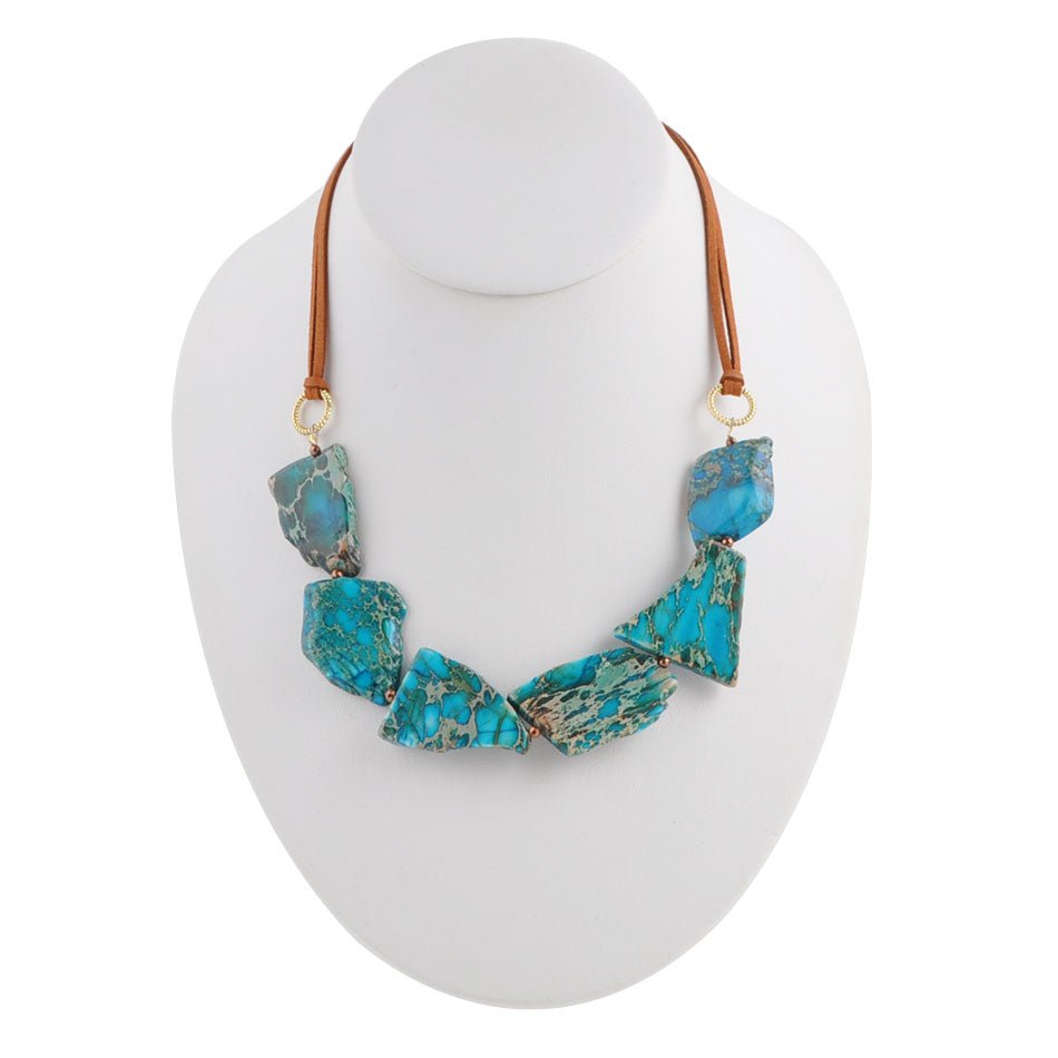 Collana in giada jasper e pelle Six Score