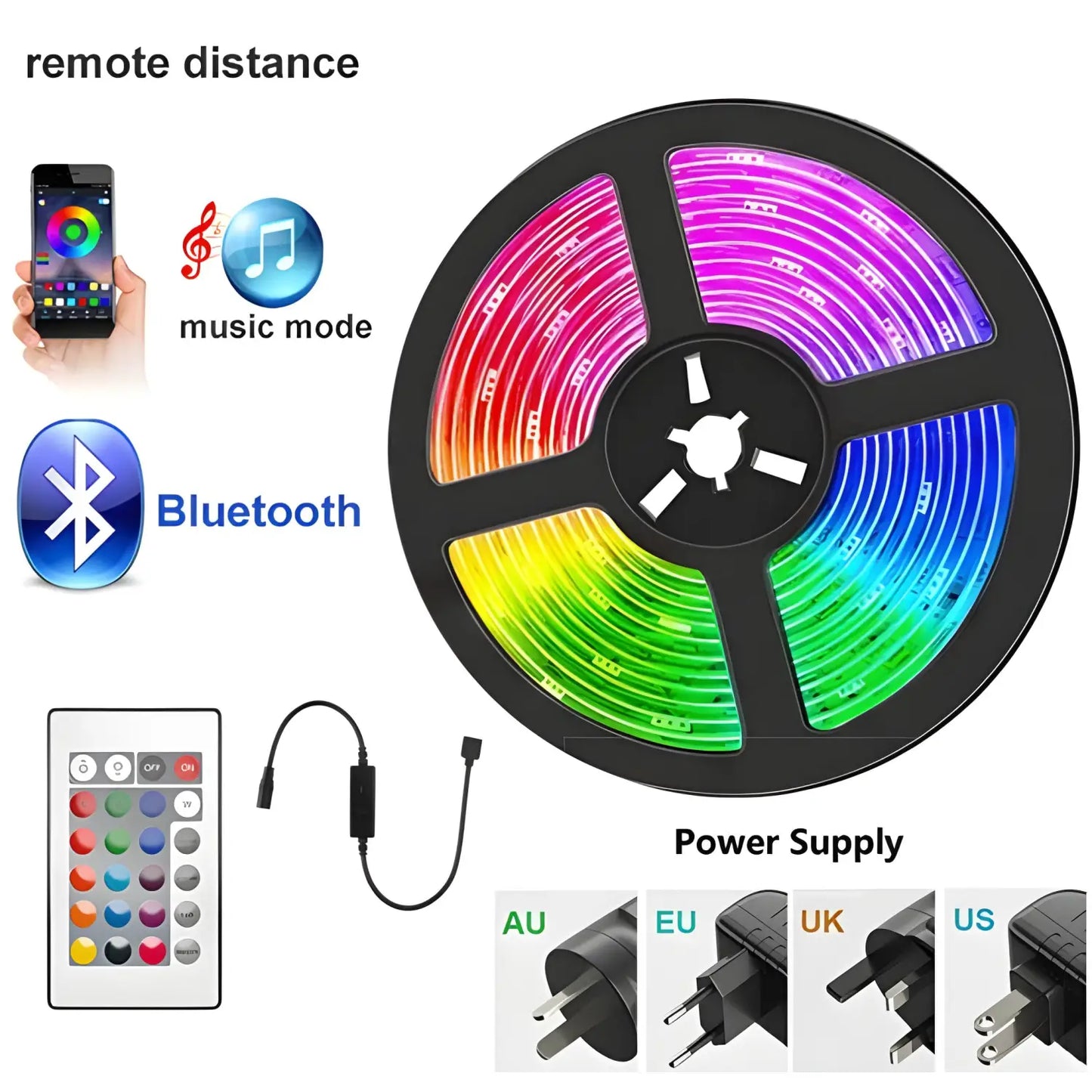 Smart LED-remslampa - WiFi- och Bluetooth-kontroll, 5050 RGB