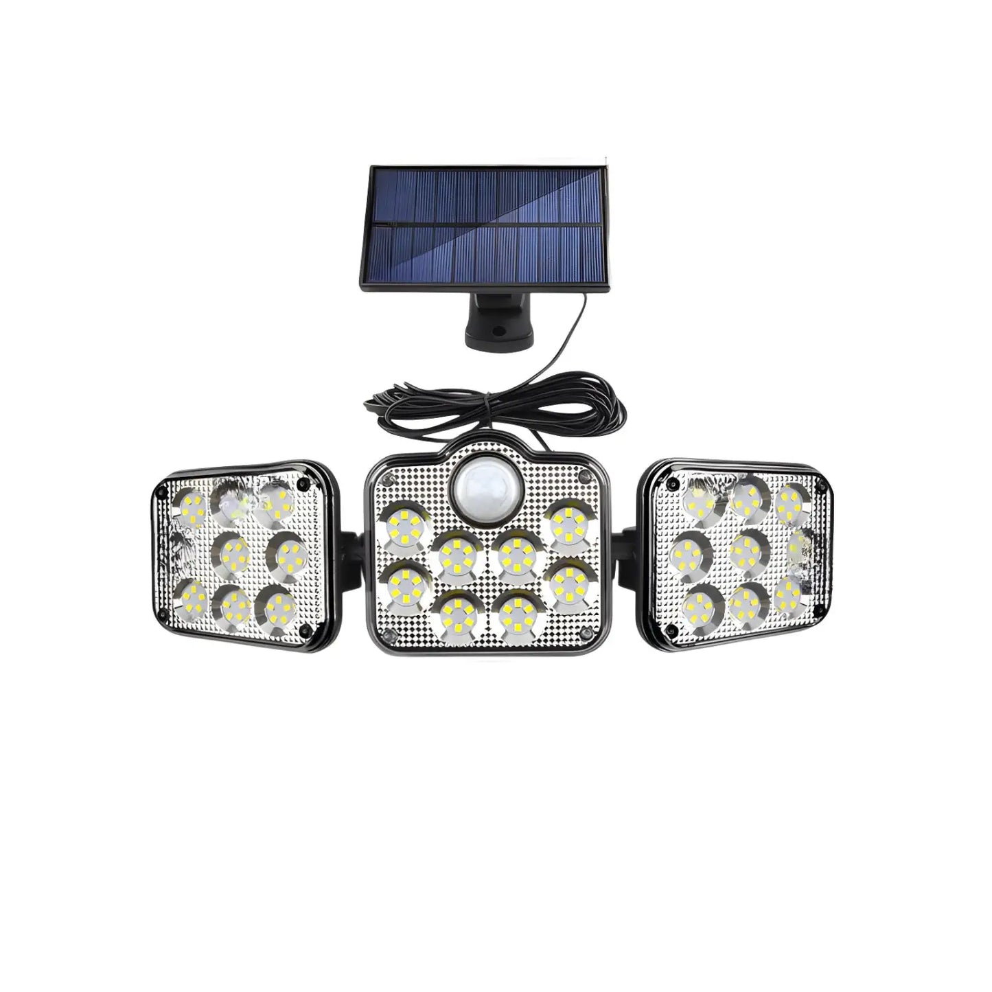 Solarlampa utomhus strålkastare med rörelsesensor, 3 huvuden, IP65 vattentät