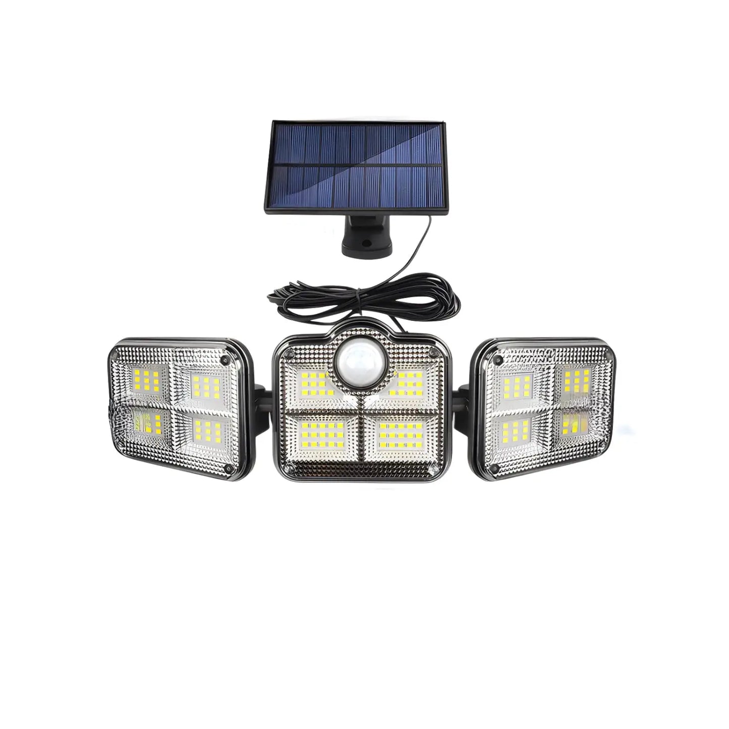 Solarlampa utomhus strålkastare med rörelsesensor, 3 huvuden, IP65 vattentät