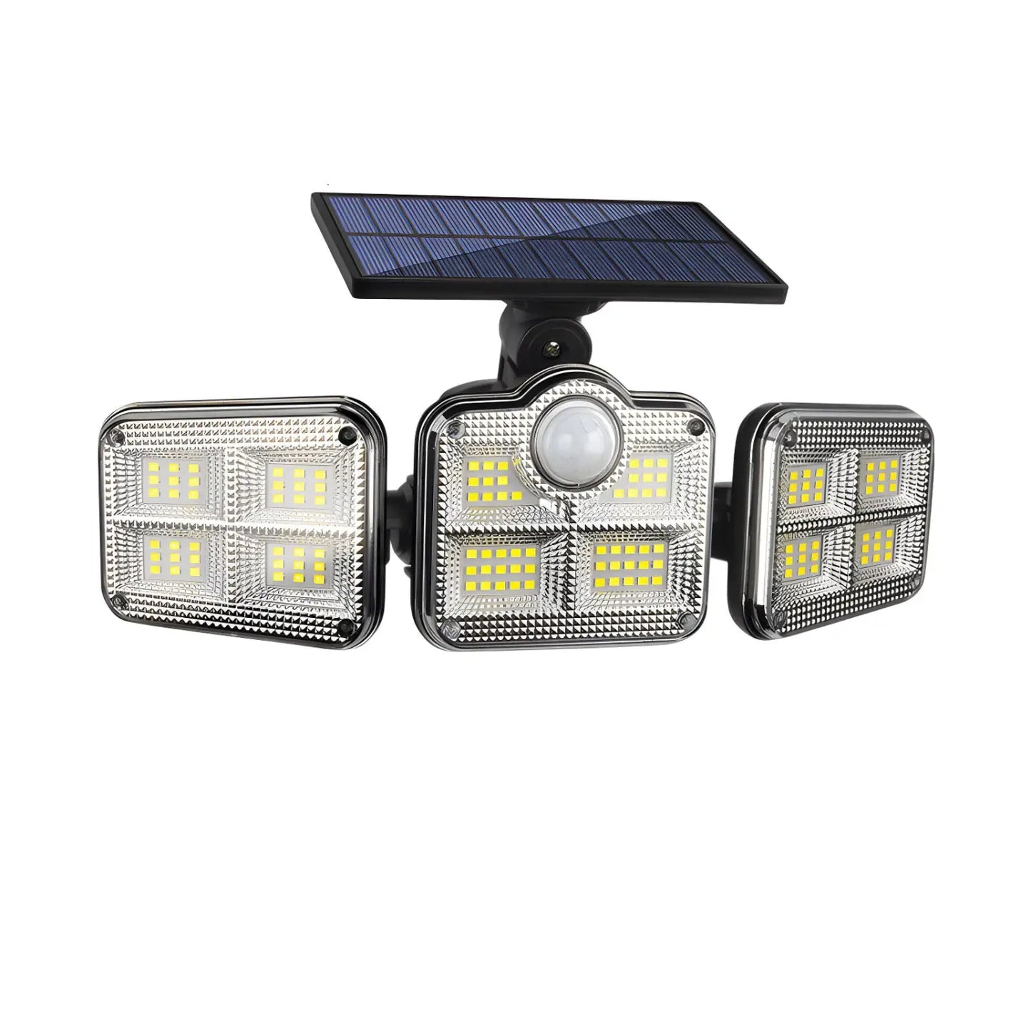 Solarlampa utomhus strålkastare med rörelsesensor, 3 huvuden, IP65 vattentät