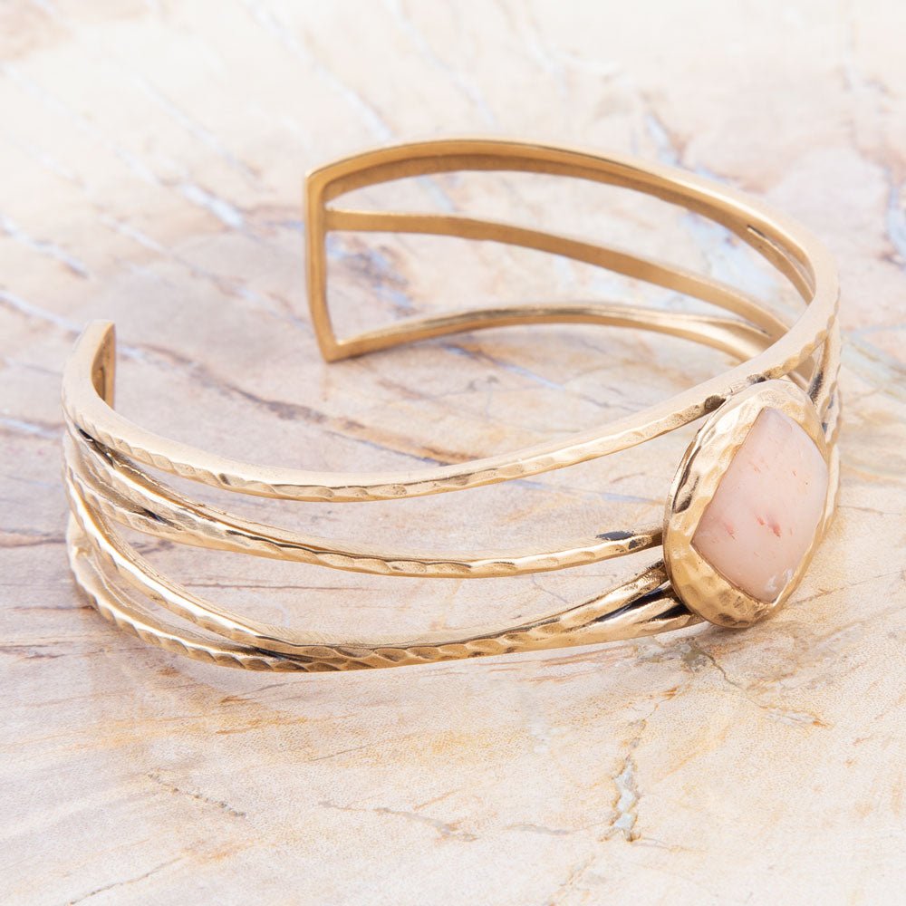 Bransoletka Terra Peach Moonstone i Złoty Manżet