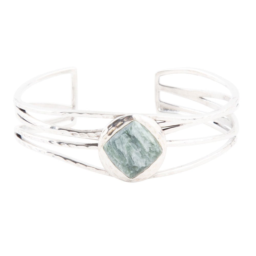 Terra Verde Bracciale a Polsino in Serafinite e Argento Sterling