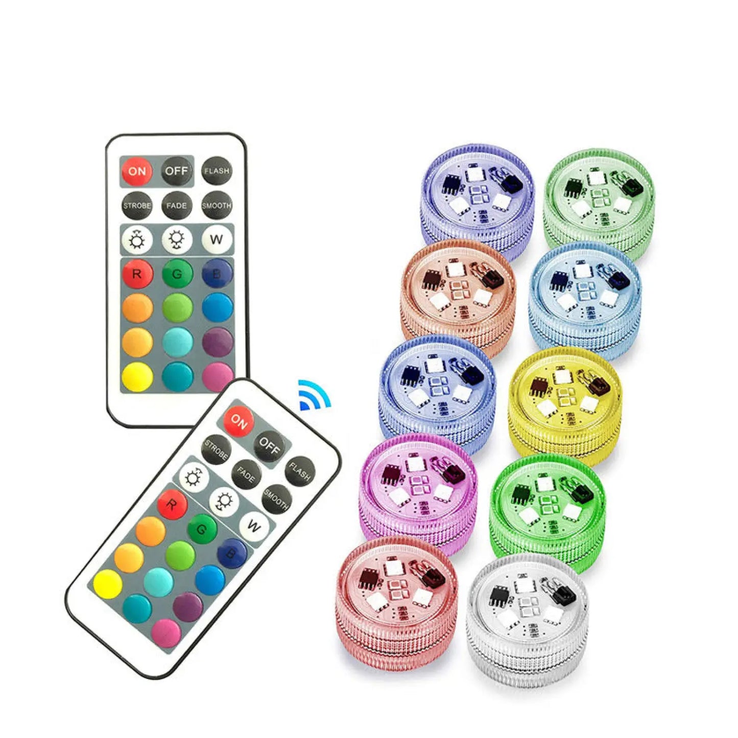 Tre diamant-LED-akvarielampor med RGB-fjärrkontroll