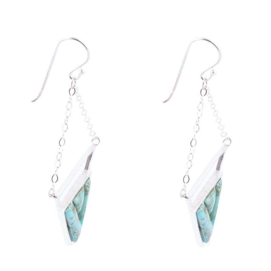 Orecchini trapezio turchese e argento sterling