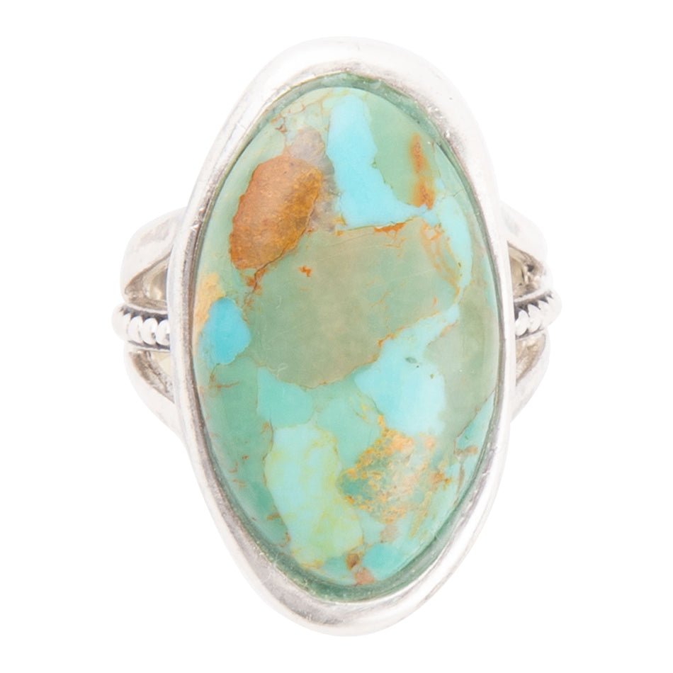 Blauwe Turkoois en sterling zilveren ovale ring