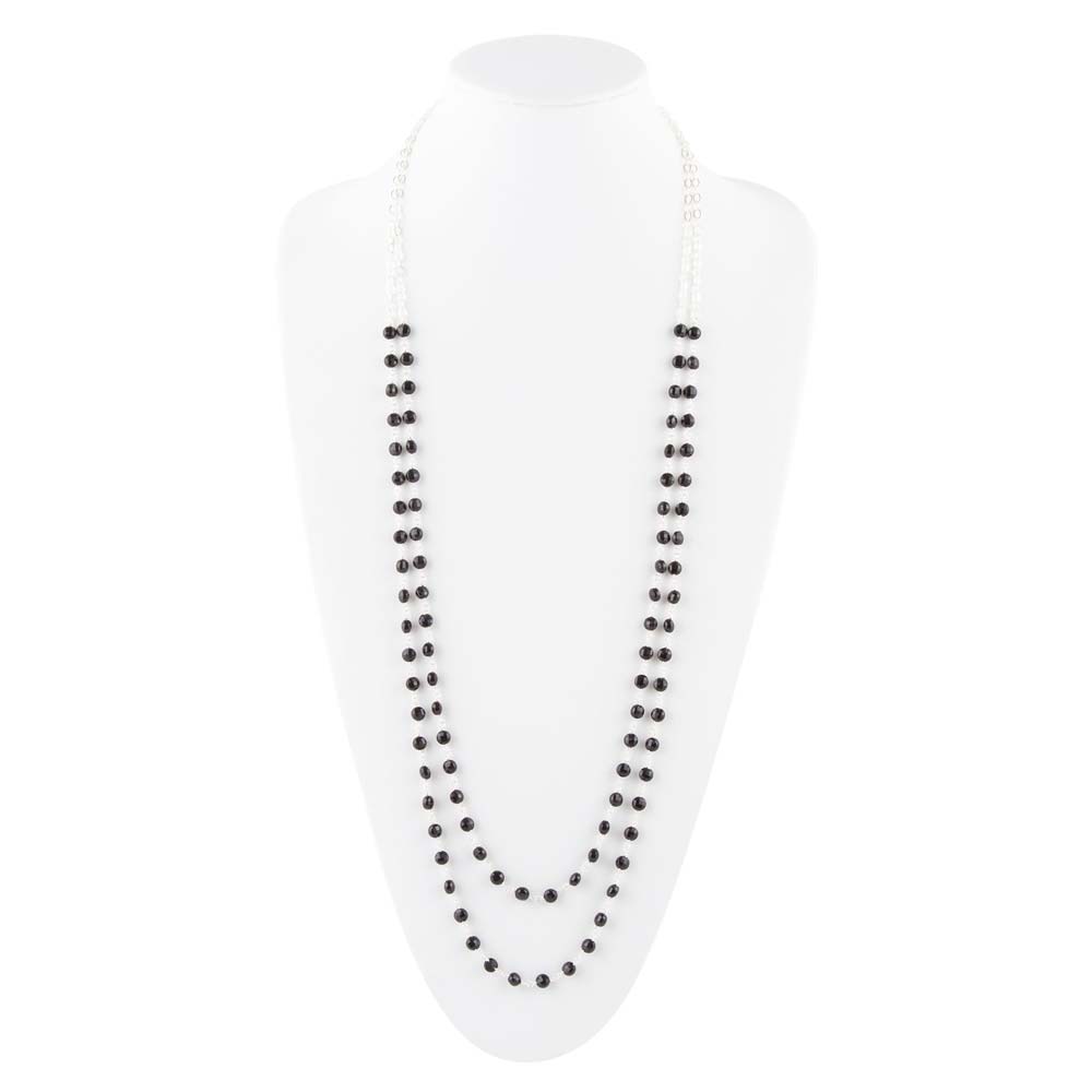 Naszyjnik z dwoma rzędami onyksu i srebra sterlingowego