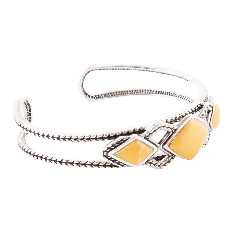 Bracciale a polsino in agata gialla e argento sterling