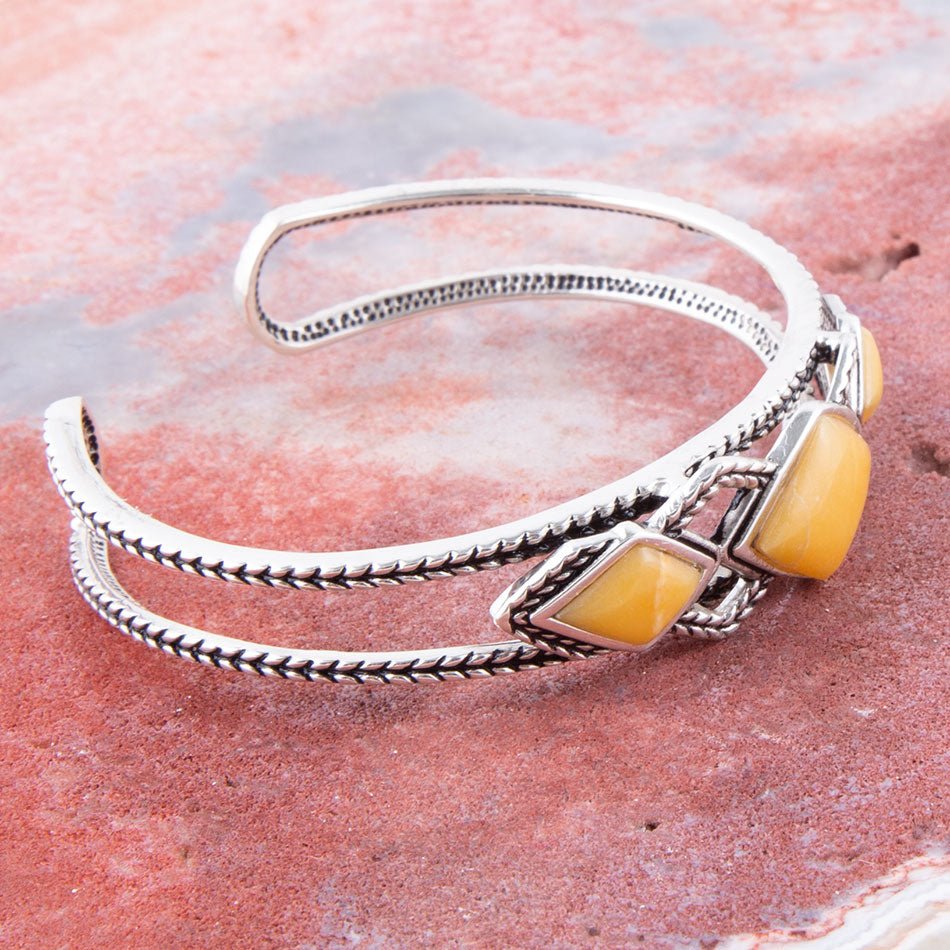 Bracciale a polsino in agata gialla e argento sterling