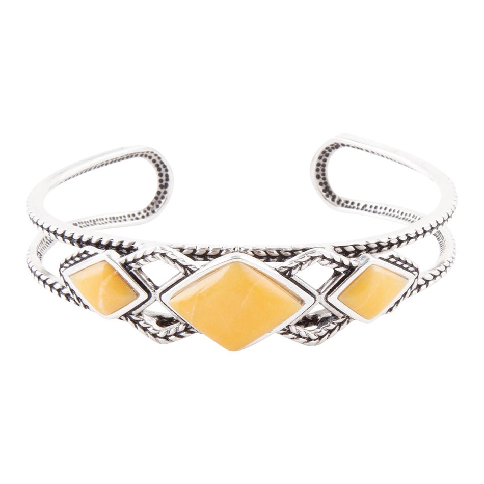 Bracciale a polsino in agata gialla e argento sterling
