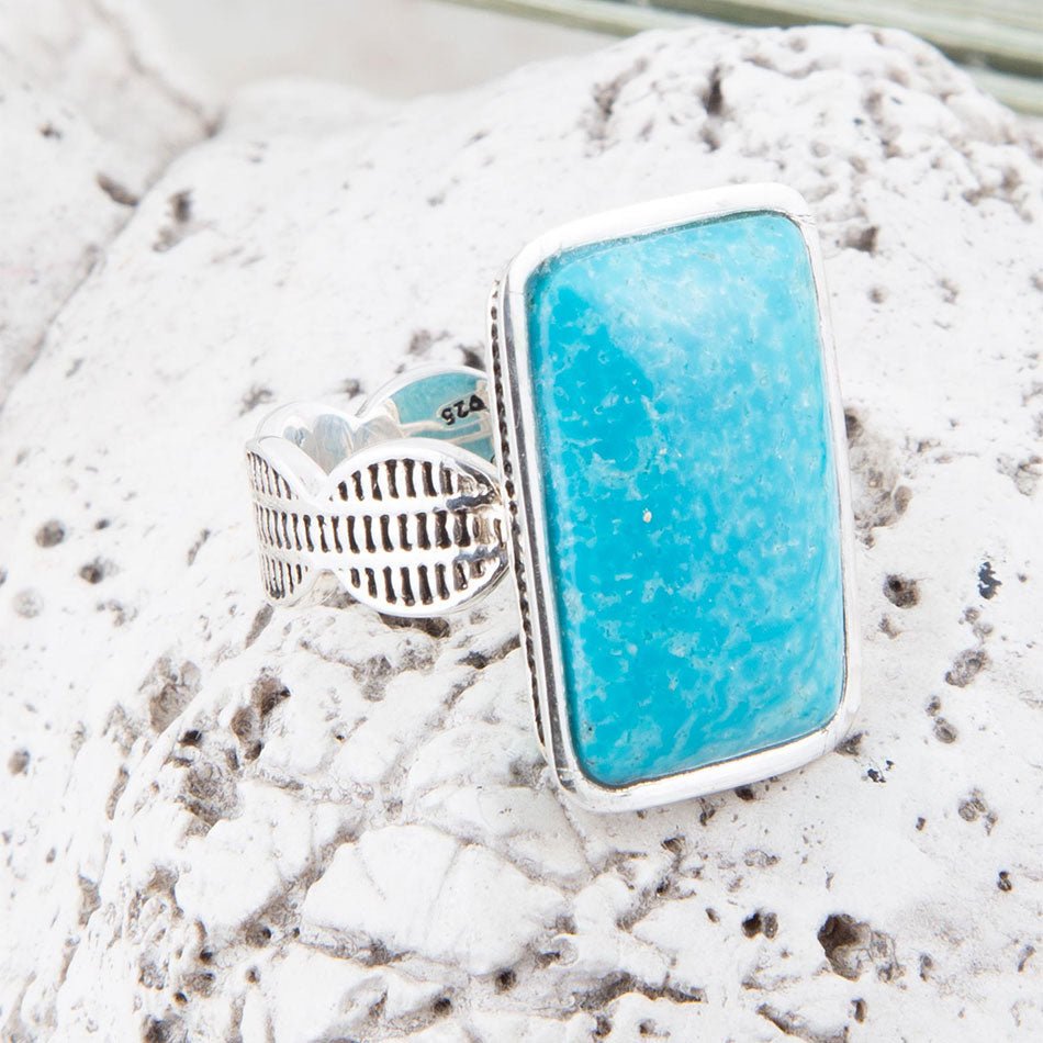 Zion Blau Türkis und Sterlingsilber Ring