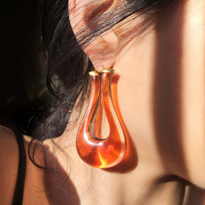 Large Twisted Horseshoe Lucite Hoop Earrings