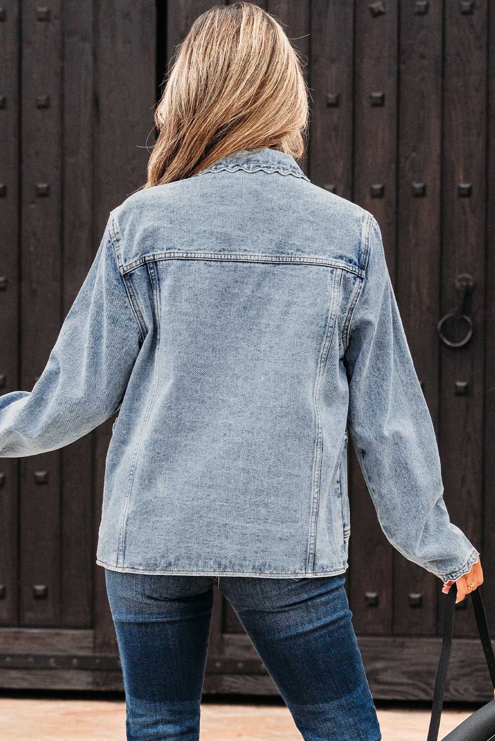 Brooklyn kamskjellkant knappet denimjakke