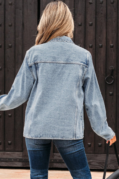 Brooklyn kamskjellkant knappet denimjakke