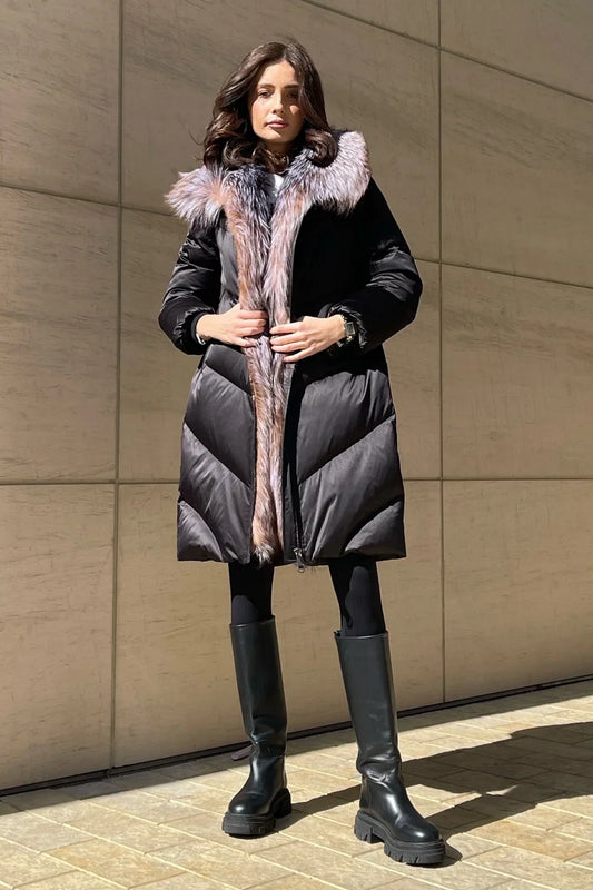 Léa Äkta Silverräv Dunfylld Puff Parkas