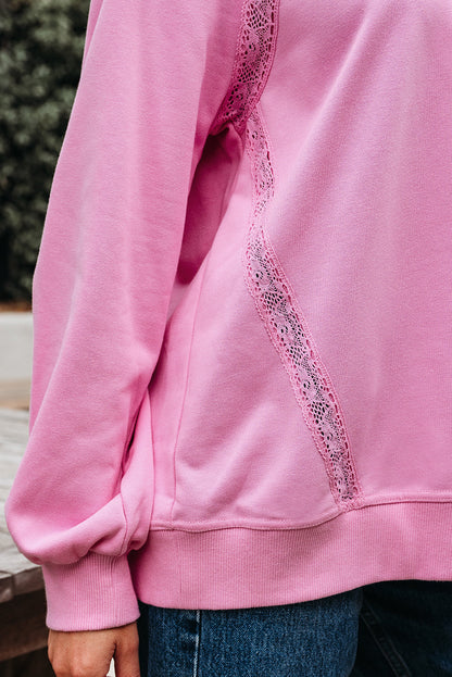 Lilah Spitzenbesetztes Raglanärmel Locker Geschnittenes Sweatshirt