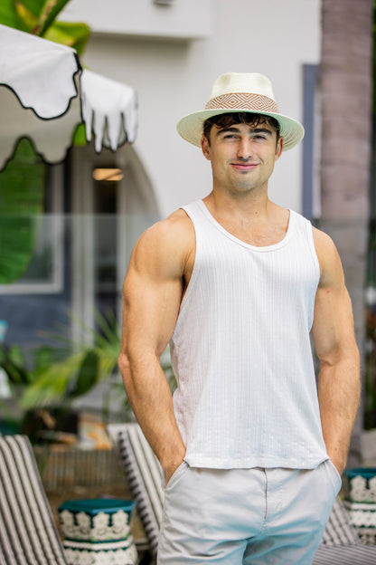 Fedora White Palm Leaf Straw Hat