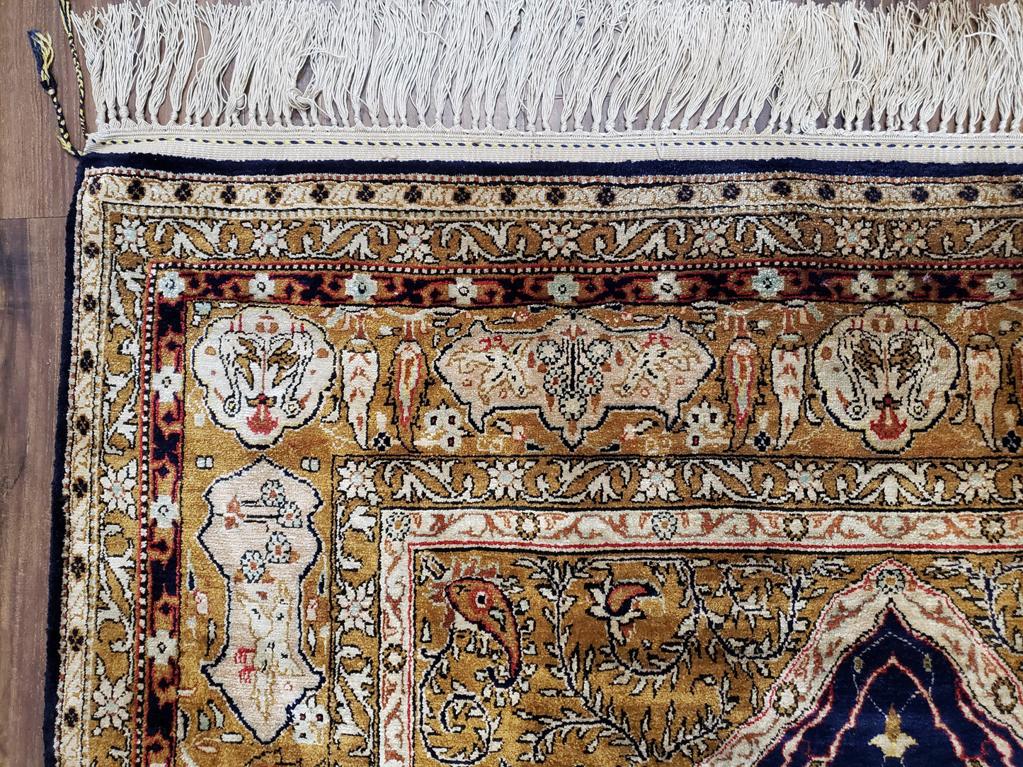 Semi Antique Persian Qum Silk Prayer Rug, Silk, Hand-Knotted, 3'6" x 5'