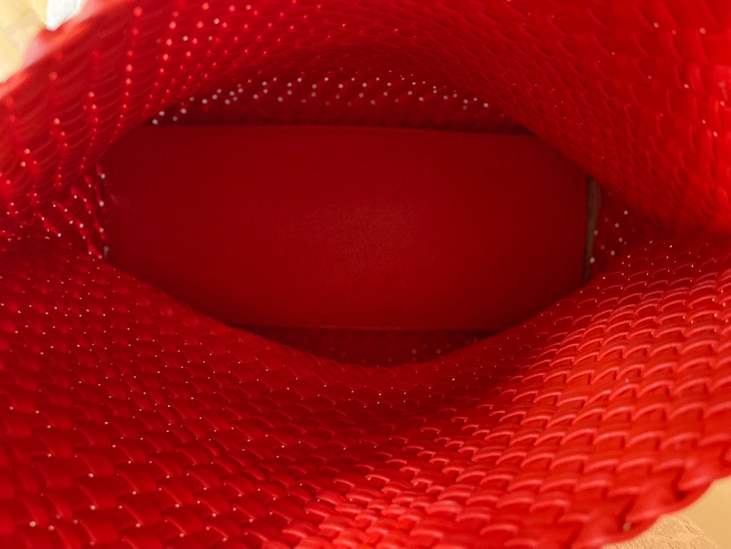 The Willow | Grande borsa tote intrecciata in pelle vegana - Rosso/Arancione
