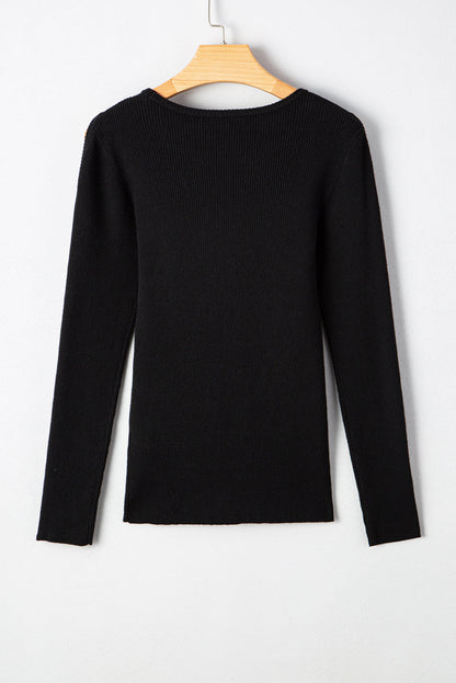 Sweter Amaya z prążkowanego dzianiny z odkrytymi ramionami
