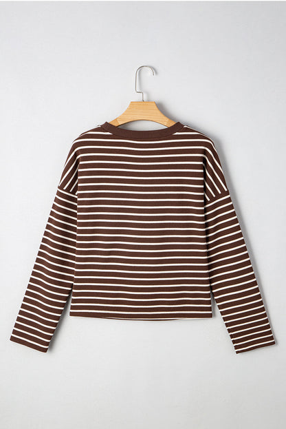 Ember Stripe Geripptes Kurzgeschnittenes Rundhals-Top