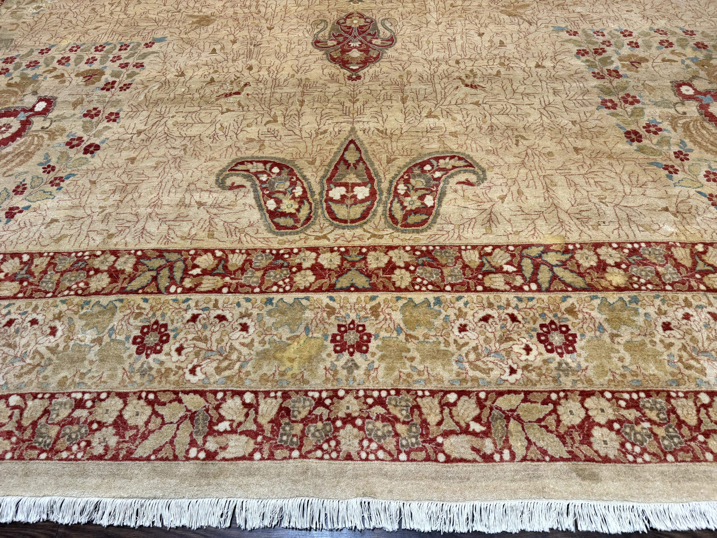 Palace Size Pak Persian Rug 13x17, Haji Jalili Design, Beige and Rust, Wool Hand Knotted, Fine 260 KPSI