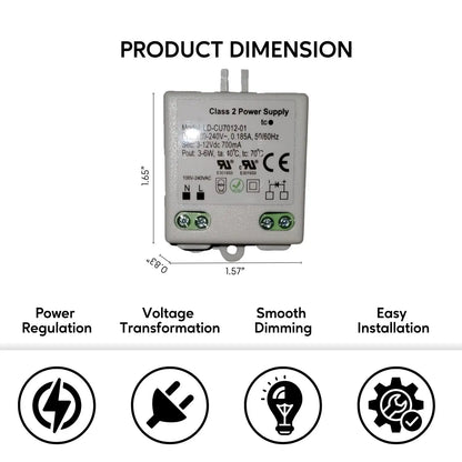 LED-drivrutintransformator – 3-12V DC-utgång, 3-6W konstant ström | Kompakt klass 2 strömförsörjning
