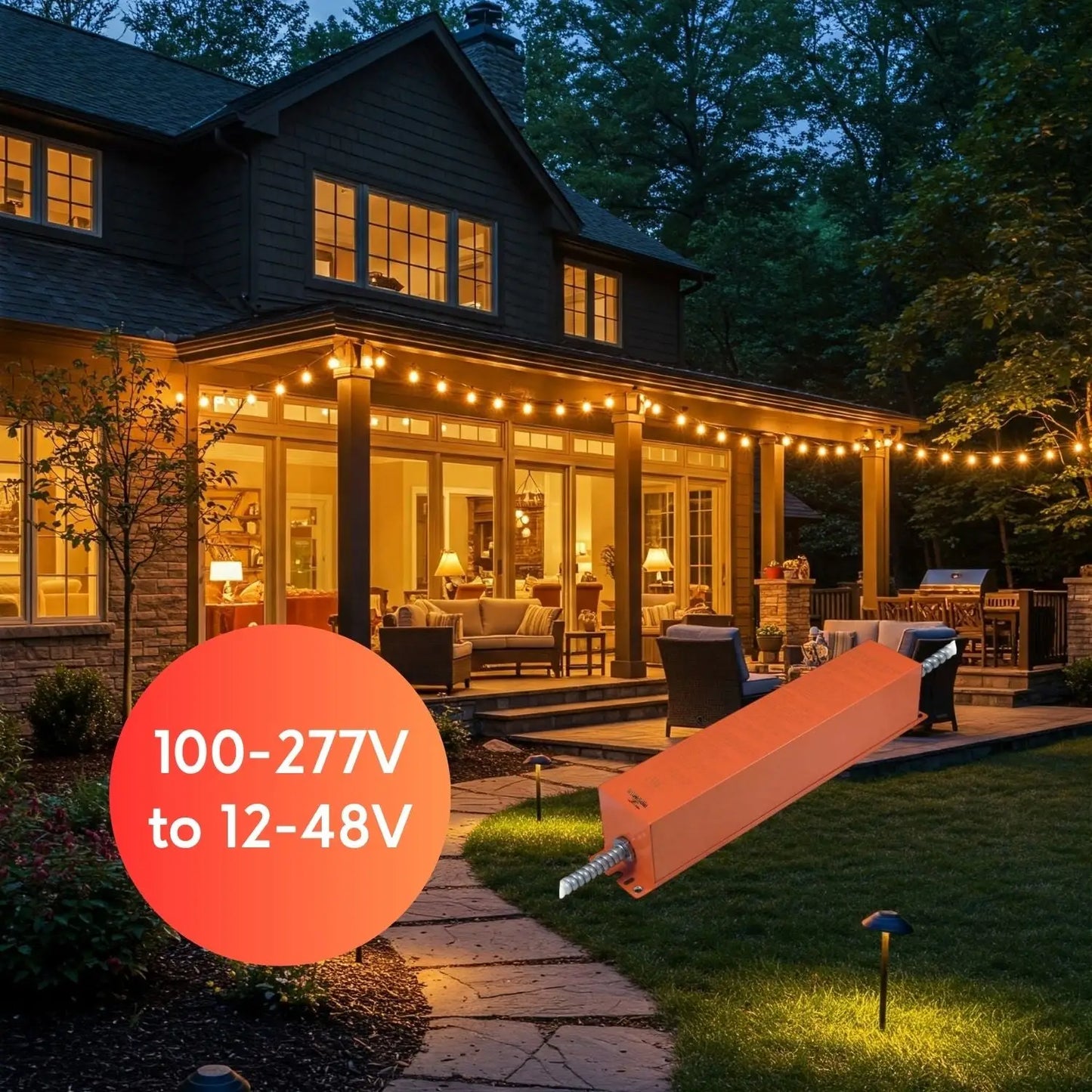 100-277V AC - 12-48V DC | 12W LED Nöddrivrutin